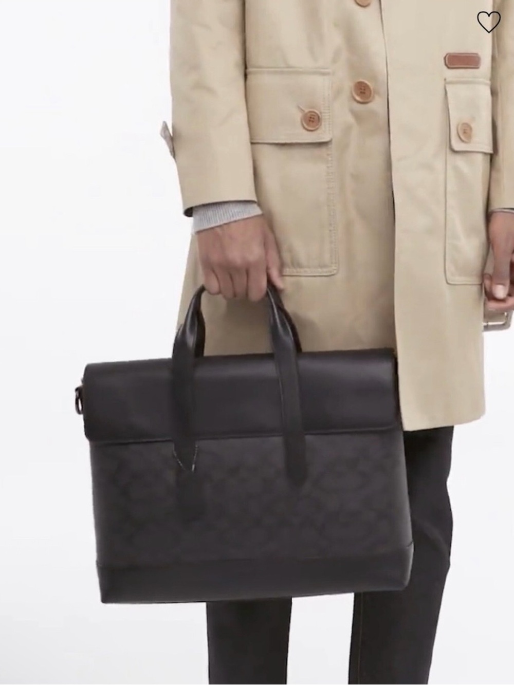 NEW Coach Black Signature Canvas & Leather Briefcase with Shoulder Strap